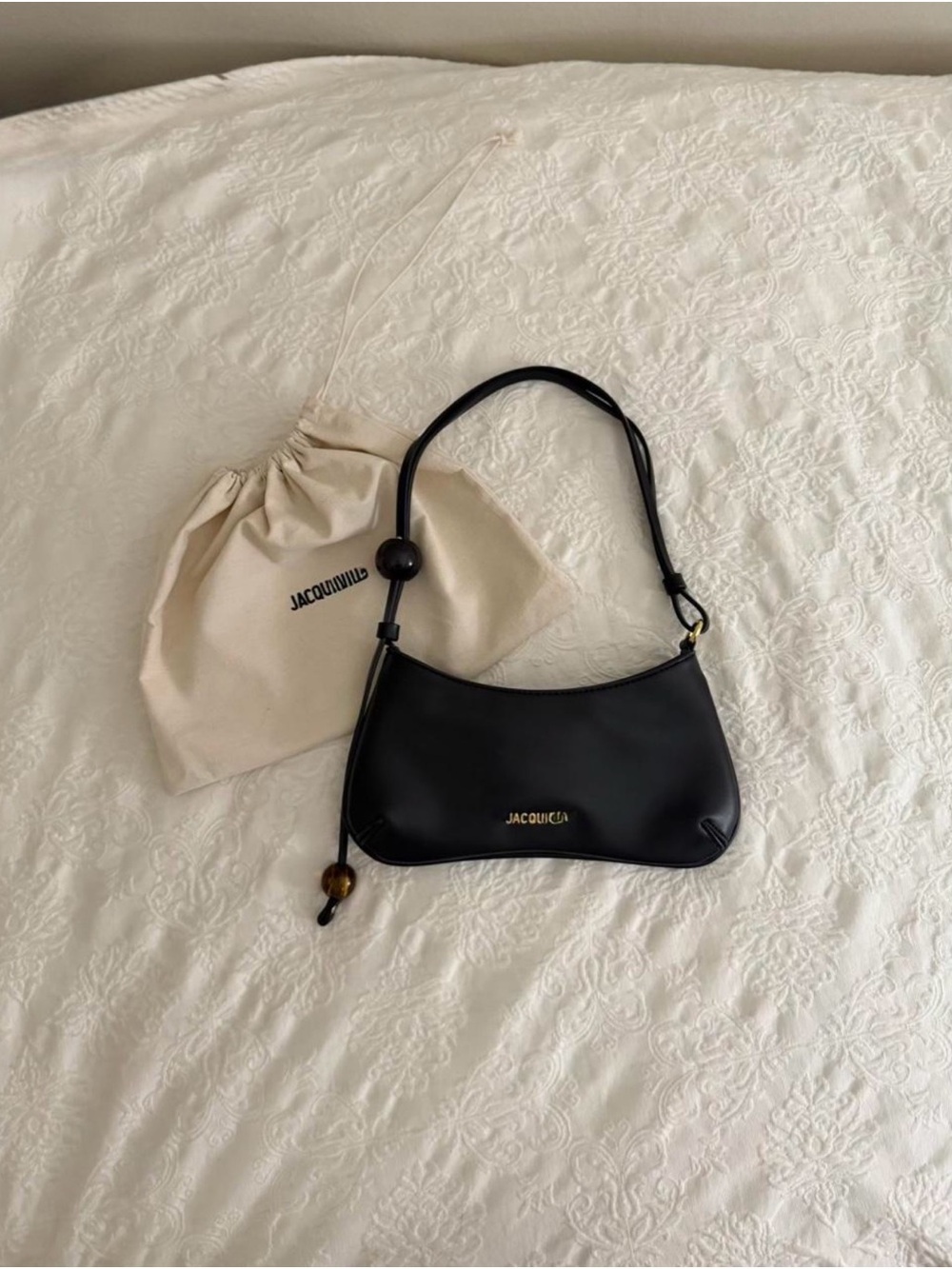 Jacquemus Black Leather Crescent Shoulder Bag